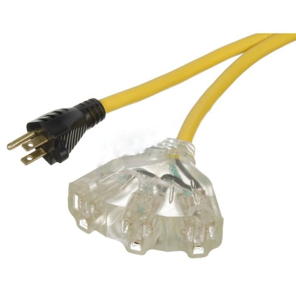 American Imaginations SJTW Extension Cord, 12 AWG, Outdoor, 12/3, 1 Outlets, Yellow, Plastic, 590.55 in - AI-37220