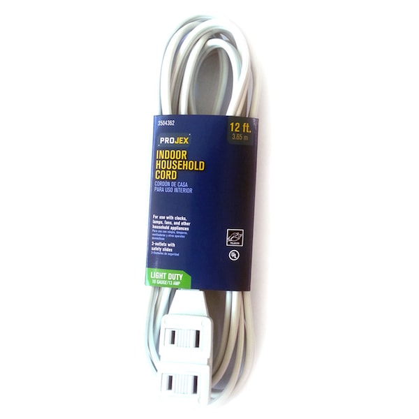 Projex SPT-2 Extension Cord, 16 AWG, 16/2, 12 ft - IN162PT212WHP
