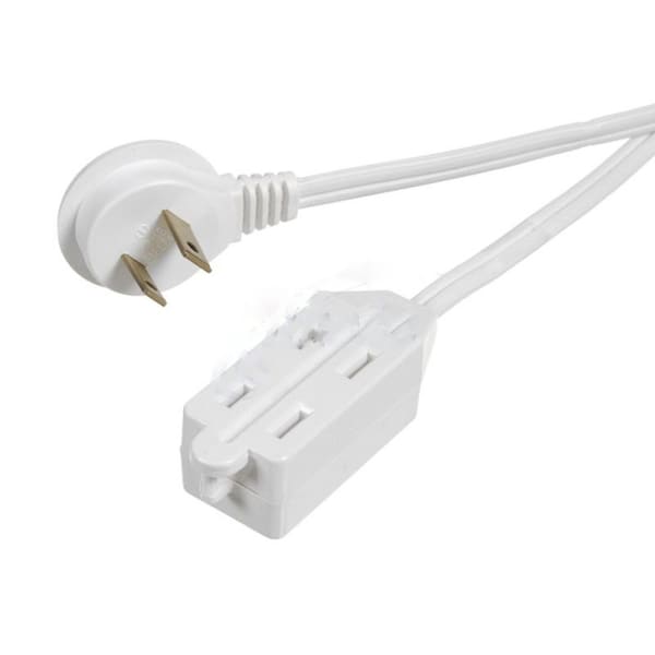 American Imaginations Extension Cord, Indoor, 3 Outlets, White, Plastic, 157.48 in - AI-37270
