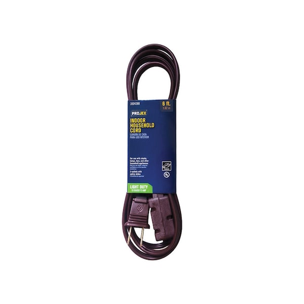 Projex SPT-2 Extension Cord, 16 AWG, Indoor, 16/2, 6 ft - IN162PT206BRP
