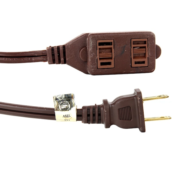 Sunlite Extension Cord, Indoor, 3 Outlets, Brown, 12 ft - 04115-SU