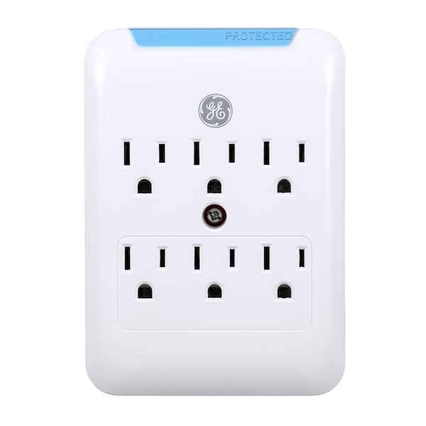Ge GE Pro 6-Outlet Surge Protector Wall Outlet Adapter, White, 38431 - 38431