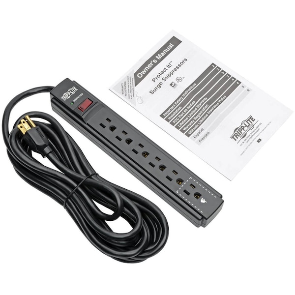 Tripp Lite Surge, 6 Outlet, 15ft cord, 790J, Black - TLP615B