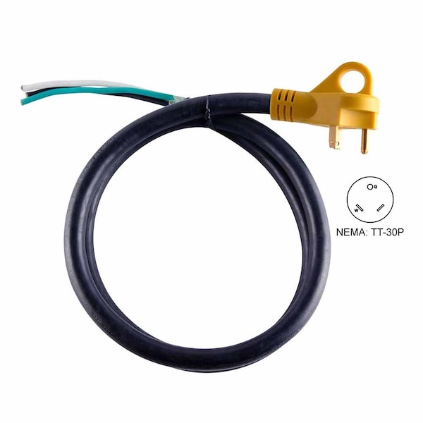 Superior Electric 50 ft. 30 Amp NEMA TT-30P RV 10AWG Cord W/6 Inch Loose End Plug & Handle - RVA1522