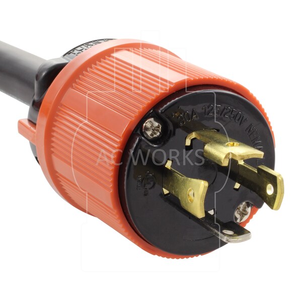 Ac Works 75ft Generator L14-30P 30A 4-Prong Plug to 50A RV/ Marine Power Inlet Adapter Cord - L1430M50-075