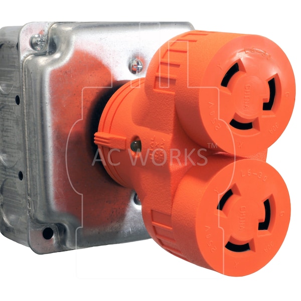 Ac Works Adapter L6-30P 30A 250V 3-Prong Locking Plug to 2 Connectors - ADVL630L630