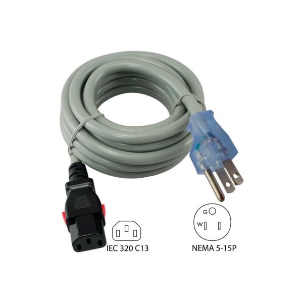 Conntek Conntek 8F515LC13, 15A, Power Supply Cord with Push Lock, NEMA 5-15P to IEC C19 - 8F515LC13