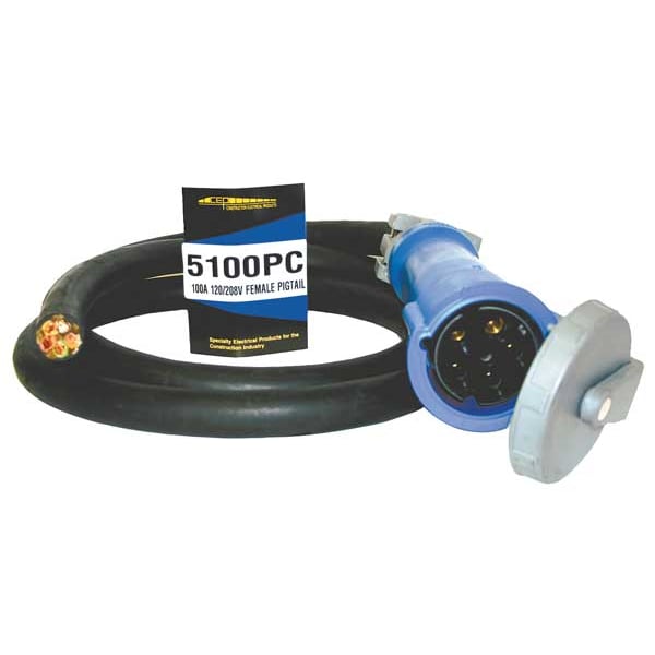 Southwire Power Cord, Female Pin/Sleeve, 5P, 5 Wire - 5100PC