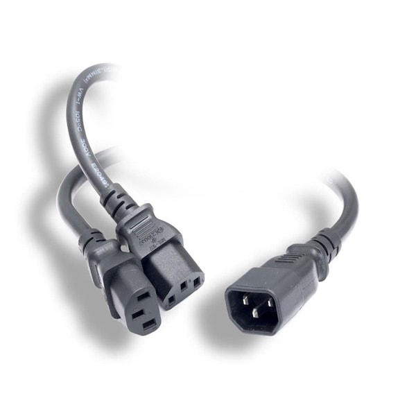 Monoprice Power Cord Splitter - IEC 60320 C14 to 2x IEC 60320 C13_ 16AWG_ 13A_ S - 41096