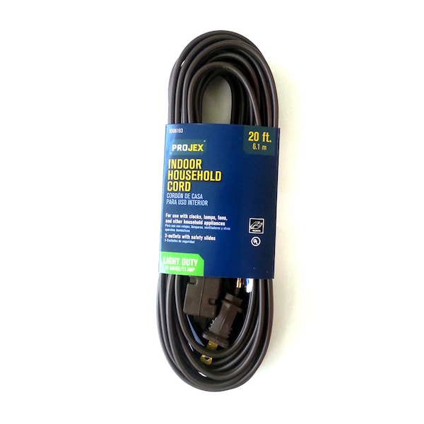 Projex SPT-2 Extension Cord, 16 AWG, Indoor, 16/2, 20 ft - IN162PT220BRP