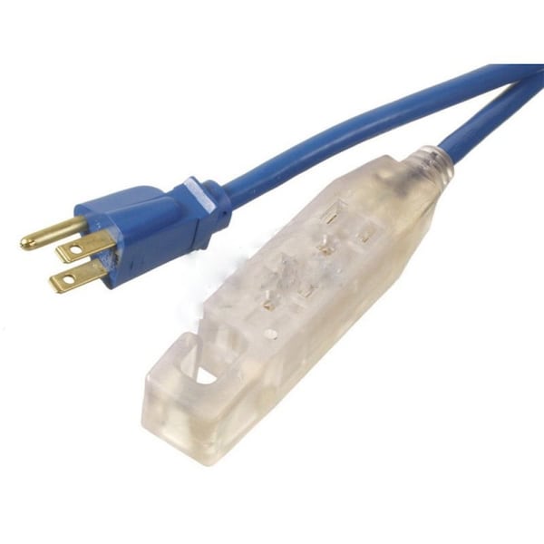 American Imaginations SJTW; Cold Weather Extension Cord, Outdoor, 3 Outlets, Blue, Plastic, 118.11 in - AI-37262