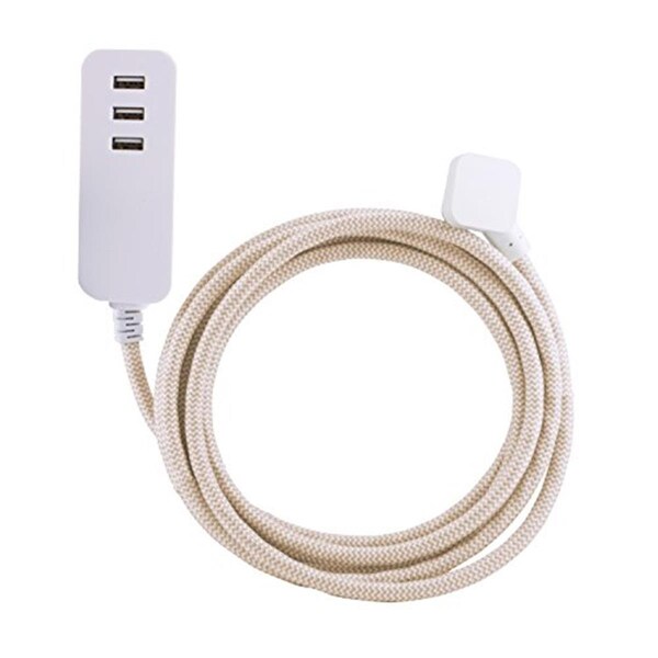 Whole-In-One 37922 3 Prong & 3 USB Port White, Tan Extension Cord - WH2105579
