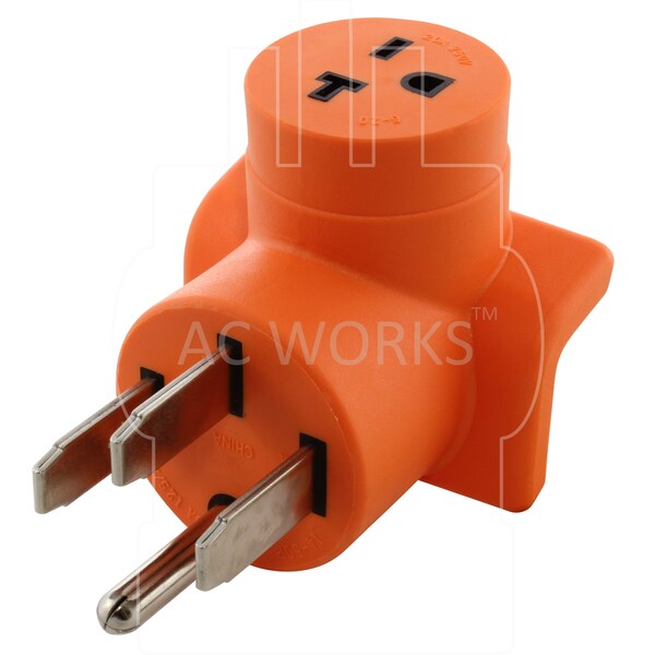 Ac Works NEMA 14-50P 50A 4-Prong Plug to NEMA 6-20R 15/20A 250V T-Blade Connector - AD1450620