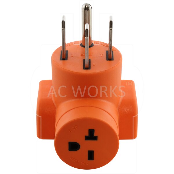 Ac Works NEMA 14-50P 50A 4-Prong Plug to NEMA 6-20R 15/20A 250V T-Blade Connector - AD1450620