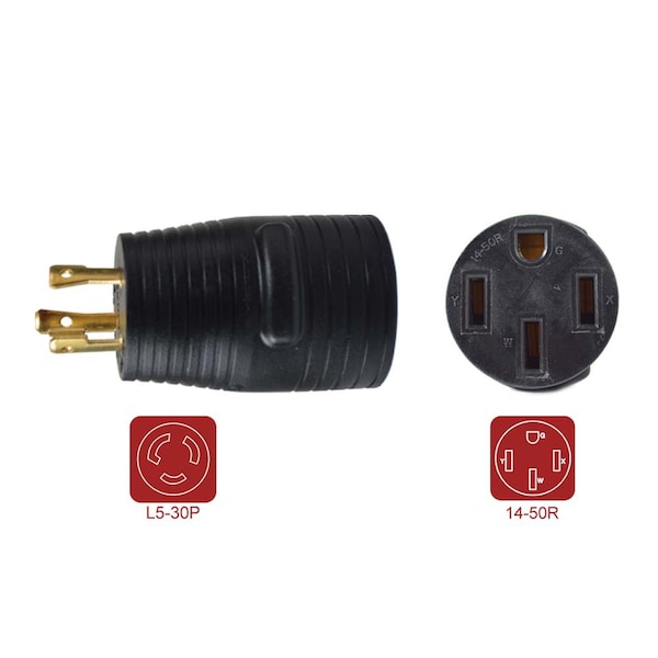 Superior Electric 30 Amp Male NEMA L5-30P to 50 Amp Female NEMA 14-50R Adapter Plug for RV - RVA1591