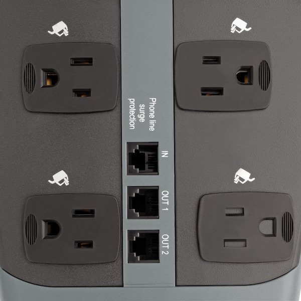 Tripp Lite Surge Protector, 10 Outlet, 2395 Joules, 8' Cord, BK/SR - TRPTLP1008TEL
