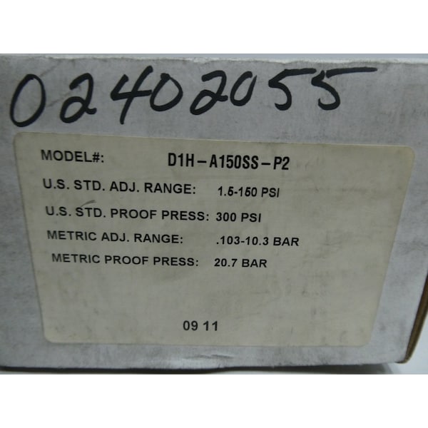 Interruptor de presión Barksdale 1.5-150 Psi 125/250/480V CA - D1H-A150SS-P2