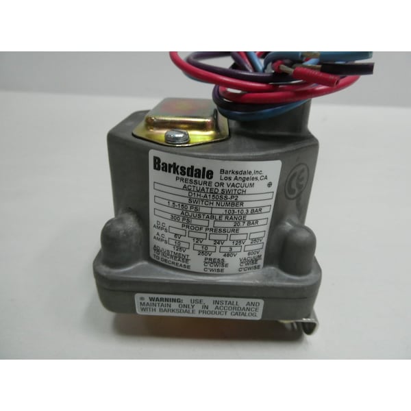 Interruptor de presión Barksdale 1.5-150 Psi 125/250/480V CA - D1H-A150SS-P2