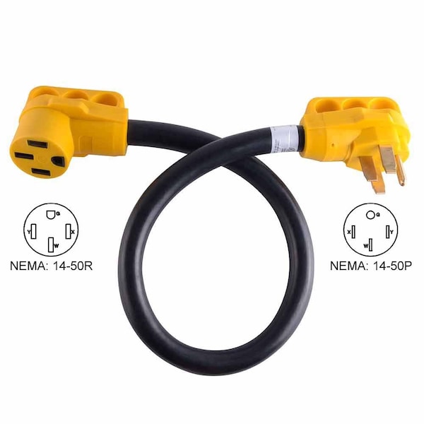 Superior Electric 15 ft. 50 Amp NEMA 14-50R RV 6AWG Extension Cord Plug NEMA 14-50P W/Handle - RVA1534