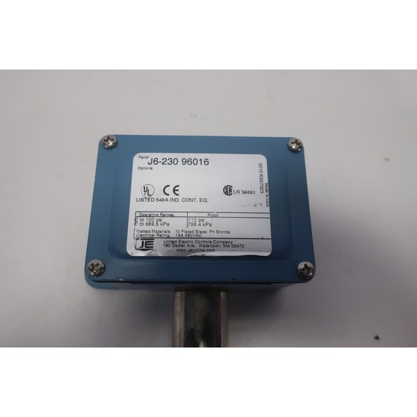 Interruptor de presión Ue United Electric 1/4IN 0-100PSI 480V-AC - J6-230 96016