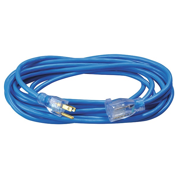 Southwire SJTW Extension Cord, 16 AWG, Outdoor, 16/3, 1 Outlets, 5-15R, Blue, PVC, 5-15P, 25 ft - 2367SW8806