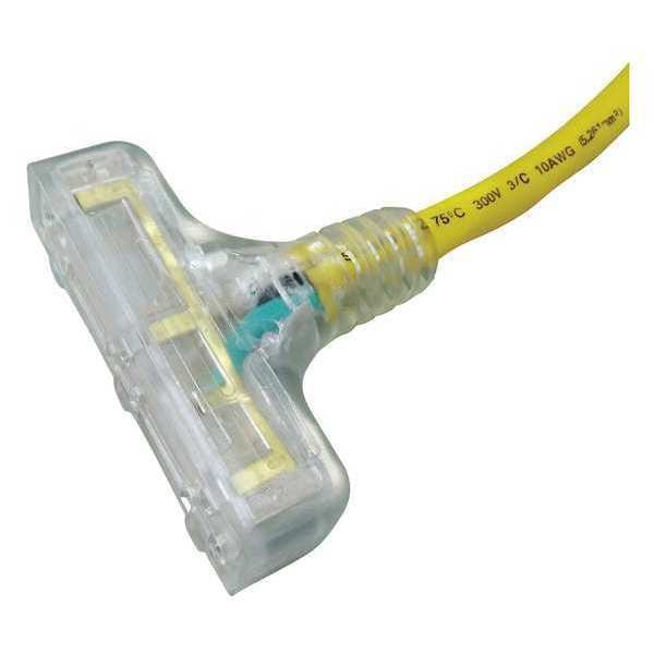 Power First STOW Extension Cord Adapter, 12 AWG, Outdoor, 12/3, 3 Outlets, 5-15R, Yellow, PVC, L5-20P, 2 ft - 4GAA3
