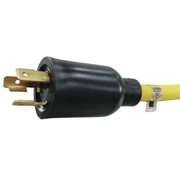 Power First STOW Extension Cord Adapter, 12 AWG, Outdoor, 12/3, 3 Outlets, 5-15R, Yellow, PVC, L5-20P, 2 ft - 4GAA3
