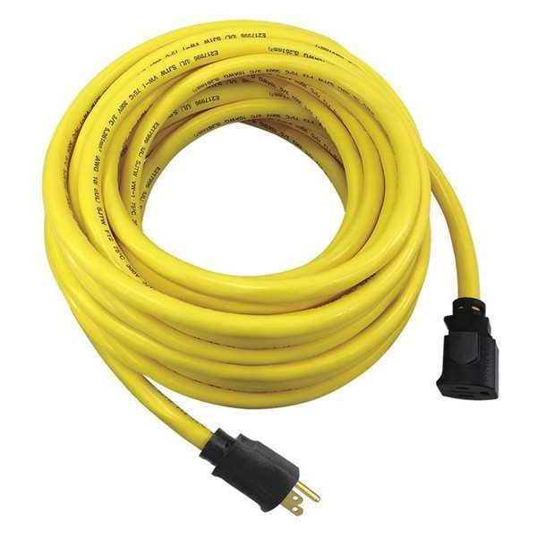 Power First SJTW Locking Extension Cord, 10 AWG, Outdoor, 10/3, 1 Outlets, 5-15R, Yellow, PVC, 5-15P, 50 ft - 52NY16