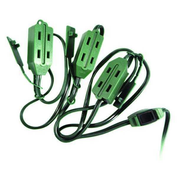 Power First SPT-2 Extension Cord, 18 AWG, Indoor, 18/2, 9 Outlets, 1-15R, Green, PVC, 1-15P, 9 ft - 52NY08