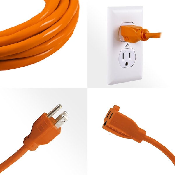 Ge Extension Cord, 16 AWG, Outdoor, 16/3, Orange, 100 ft - 51923