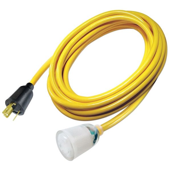 Power First SJTOW Extension Cord, 10 AWG, Outdoor, 10/3, 1 Outlets, L5-20R, Yellow, PVC, L5-20P, 100 ft - 4GAA4