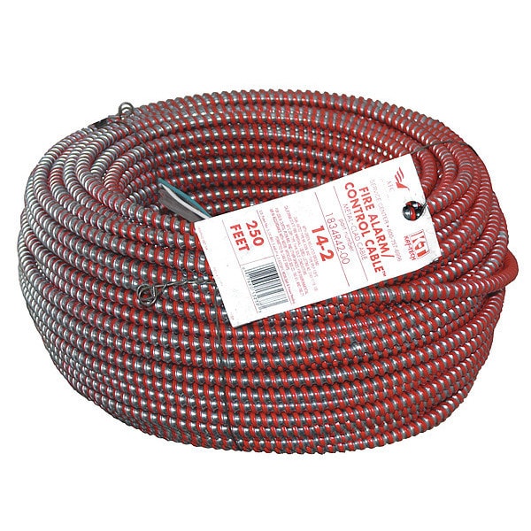 Afc Cable Systems MC FPLP, Metal Clad Building Cable, Copper, 14 AWG, 2C with Ground, Red, Solid, 250 ft - 1834R42-00