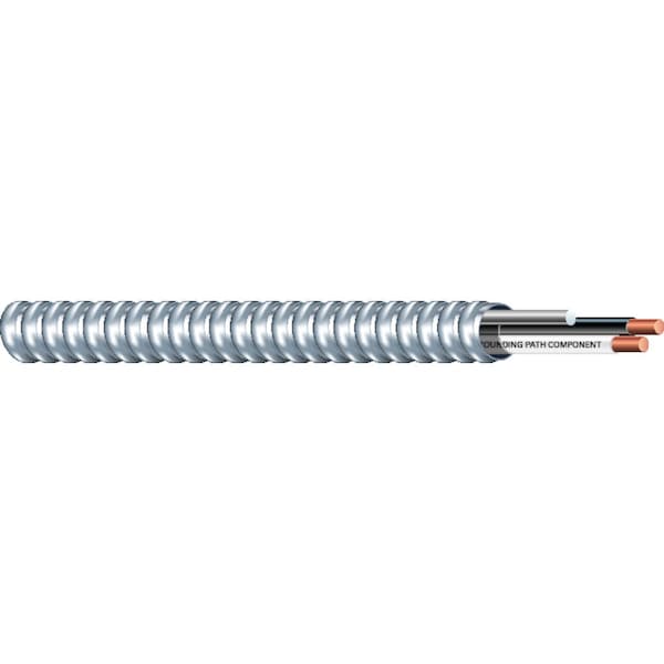 Southwire MC, Metal Clad Building Cable, Aluminum, 12 AWG, 2C with Ground, Silver, Solid, 250 ft - 55510301
