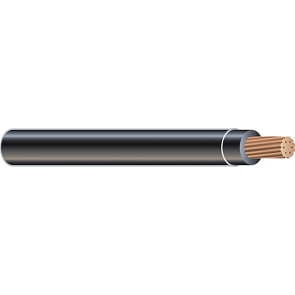 Southwire THHN, Building Wire, Copper, 3 AWG, 1C, Black, Stranded, 500 ft - 24346901