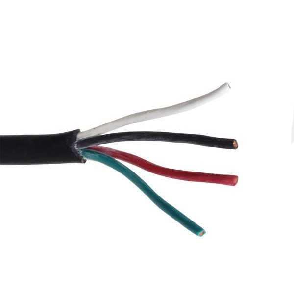 Zoro Select Portable Cord, SJOOW, 12 AWG, 4 C, Black, Rubber, Stranded, 300V, Indoor/Outdoor - E3624