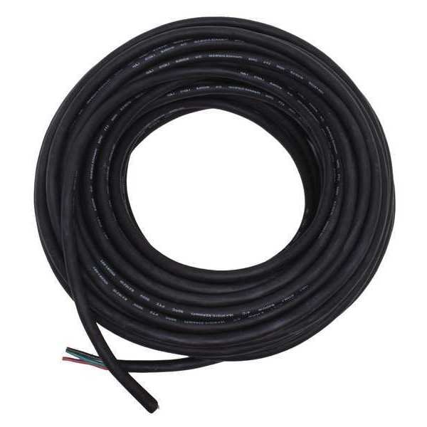 Zoro Select Portable Cord, SJOOW, 18 AWG, 4 C, Black, Rubber, Stranded, 300V, Indoor/Outdoor - E3629