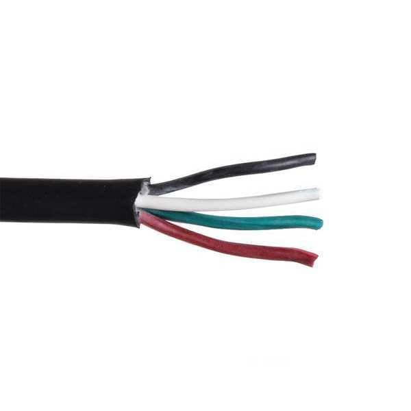 Zoro Select Portable Cord, SOOW, 16 AWG, 4 C, Black, Rubber, Stranded, 600V, Indoor/Outdoor - E3673
