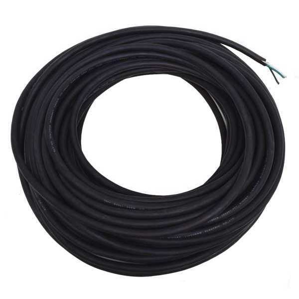 Zoro Select Portable Cord, SOOW, 18 AWG, 3 C, Black, Rubber, Stranded, 600V, Indoor/Outdoor - E3669