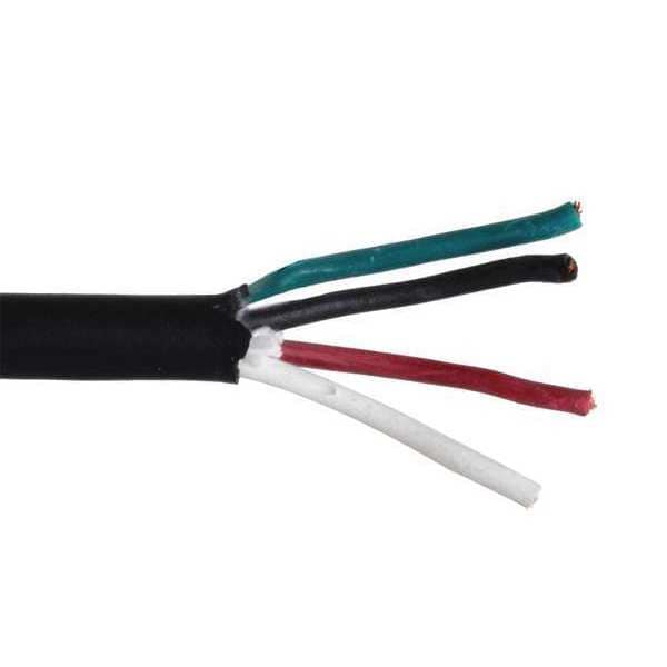 Zoro Select Portable Cord, SOOW, 18 AWG, 4 C, Black, Rubber, Stranded, 600V, Indoor/Outdoor - E3654