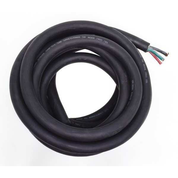 Zoro Select Portable Cord, SOOW, 6 AWG, 4 C, Black, Rubber, Stranded, 600V, Indoor/Outdoor - E3653