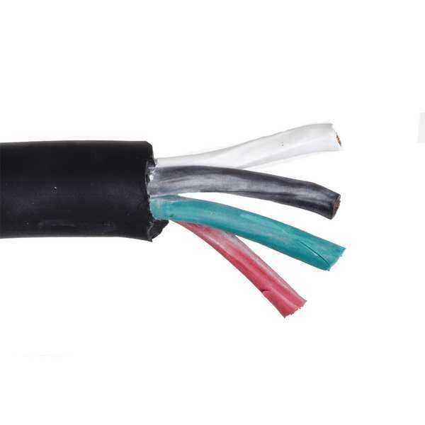 Zoro Select Portable Cord, SOOW, 6 AWG, 4 C, Black, Rubber, Stranded, 600V, Indoor/Outdoor - E3653