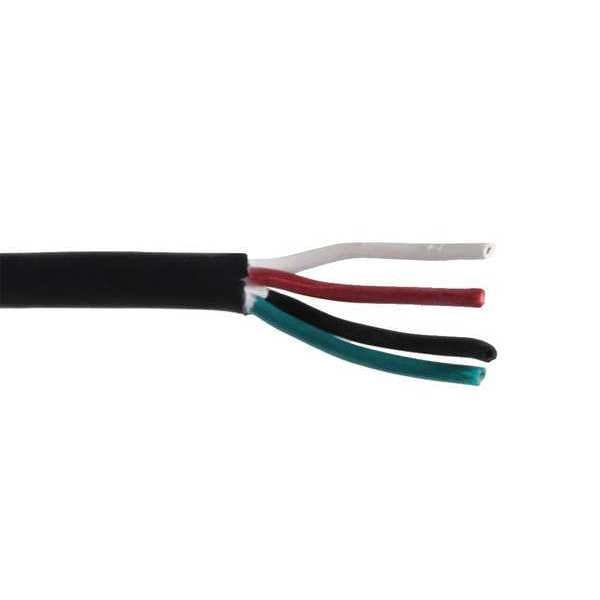Zoro Select Portable Cord, SJOOW, 18 AWG, 4 C, Black, Rubber, Stranded, 300V, Indoor/Outdoor - E3621