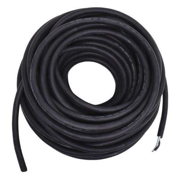 Zoro Select Portable Cord, SOOW, 12 AWG, 2 C, Black, Rubber, Stranded, 600V, Indoor/Outdoor - E3675
