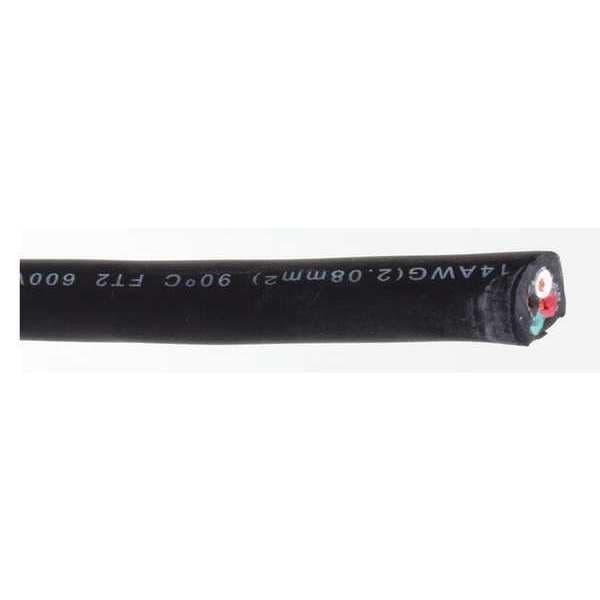 Zoro Select Portable Cord, SOOW, 14 AWG, 4 C, Black, Rubber, Stranded, 600V, Indoor/Outdoor - E3643
