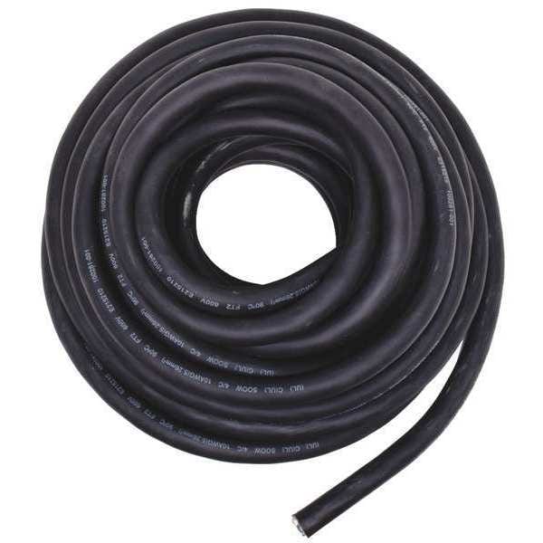 Zoro Select Portable Cord, SOOW, 10 AWG, 4 C, Black, Rubber, Stranded, 600V, Indoor/Outdoor - E3663
