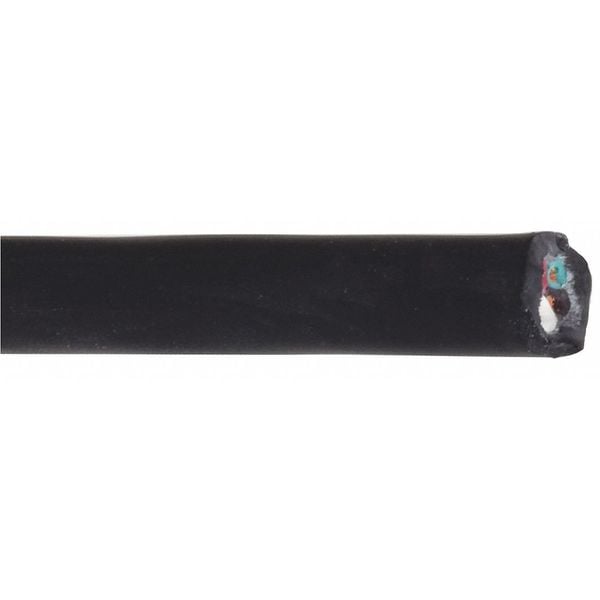 Zoro Select Portable Cord, SOOW, 14 AWG, 4 C, Black, Rubber, Stranded, 600V, Indoor/Outdoor - E3659