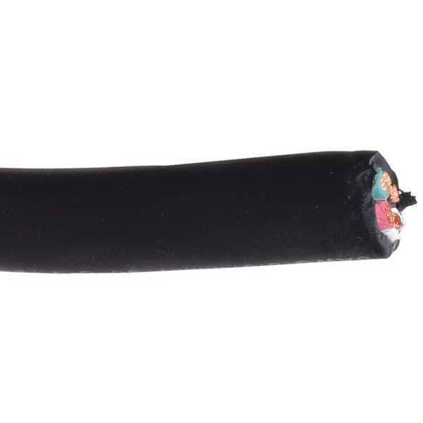Zoro Select Portable Cord, SOOW, 8 AWG, 4 C, Black, Rubber, Stranded, 600V, Indoor/Outdoor - E3651