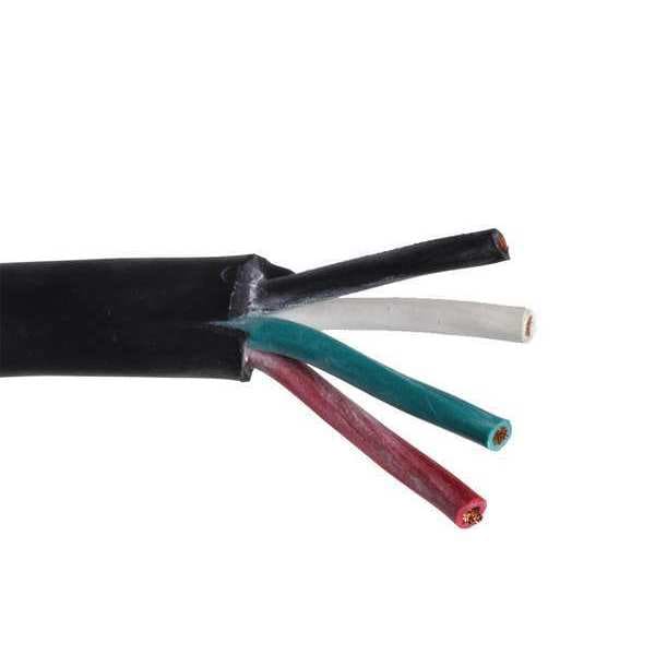 Zoro Select Portable Cord, SOOW, 12 AWG, 4 C, Black, Rubber, Stranded, 600V, Indoor/Outdoor - E3645