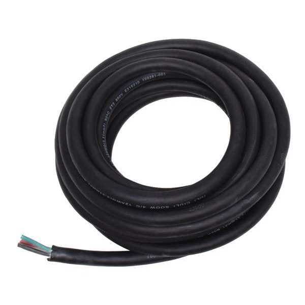 Zoro Select Portable Cord, SOOW, 12 AWG, 4 C, Black, Rubber, Stranded, 600V, Indoor/Outdoor - E3645