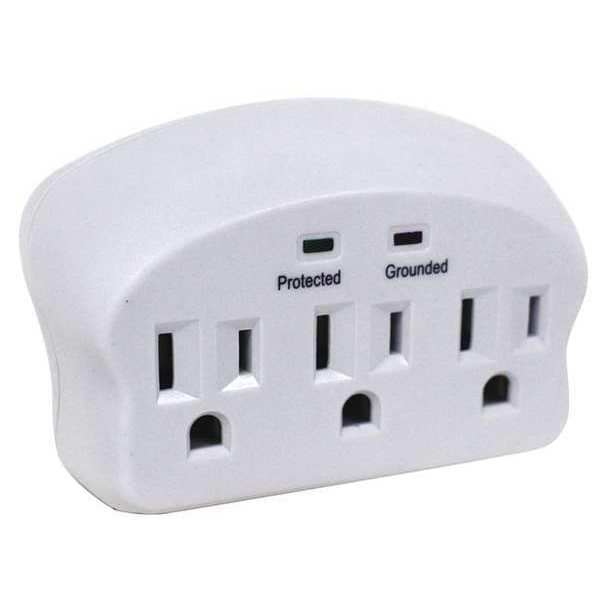 Power First Surge Protector Plug Adapter, 3 Outlets - 52NY48